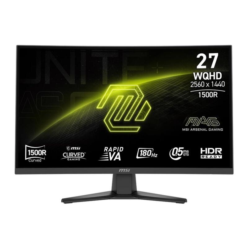 Monitor 27" (2560x1440) Msi Mag 275cqf E18 16:9 Curved Rapidva 0,5ms 180hz 2xhdmi Dp Hdr Ready Negro