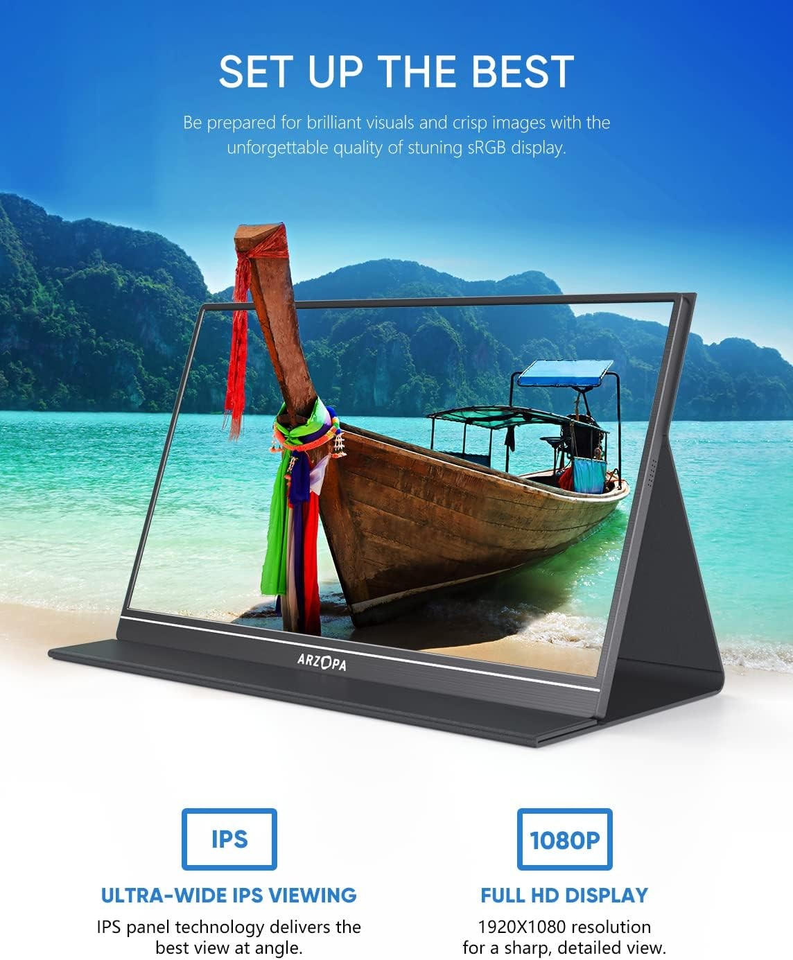 Monitor Portátil Arzopa A1 Gamut De 15.6" Fhd Ips Con Hdmi Usb-C Para Pc Mac Ps5 Switch