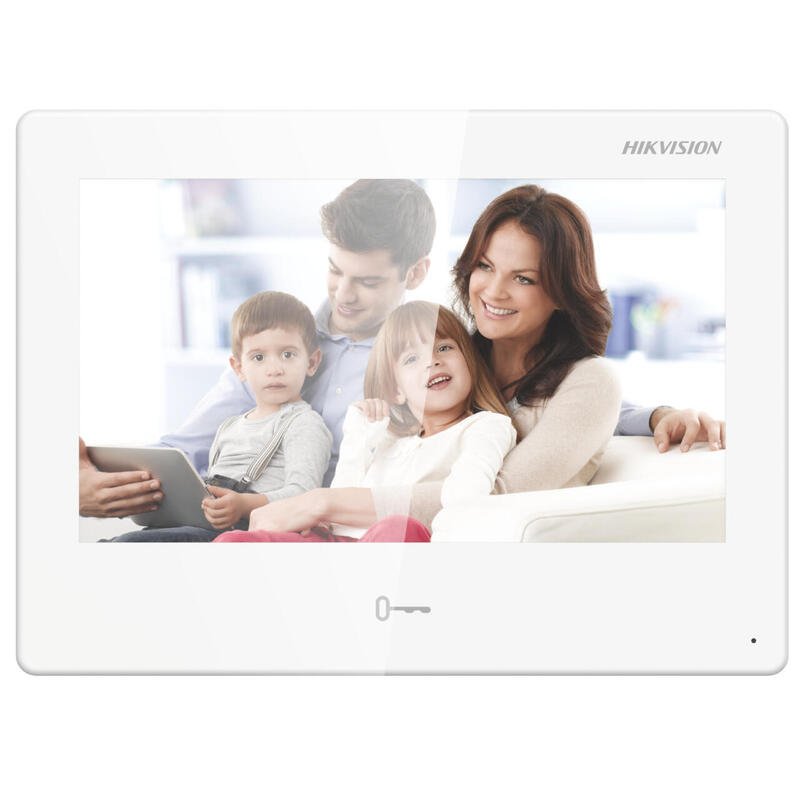 Monitor Videoportero Interior Android Wifi Tft 7" Blanco Audio Bidireccional Tcp/Ip Montaje Superficie 8ch Alarma Hikvision