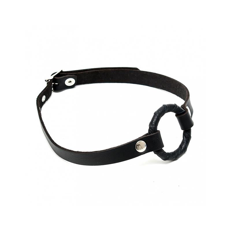 Mordaza Cuero Con Anillo -O Ajustable