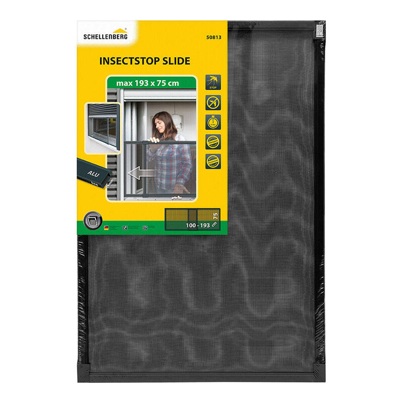 Mosquitera Marco Fijo Extensible Aluminio Antracita 75x100-193cm Shellenberg