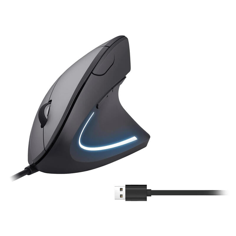 Mouse Vertical Equip Ergonomico Usb 6 Botones 3200dpi Color Negro