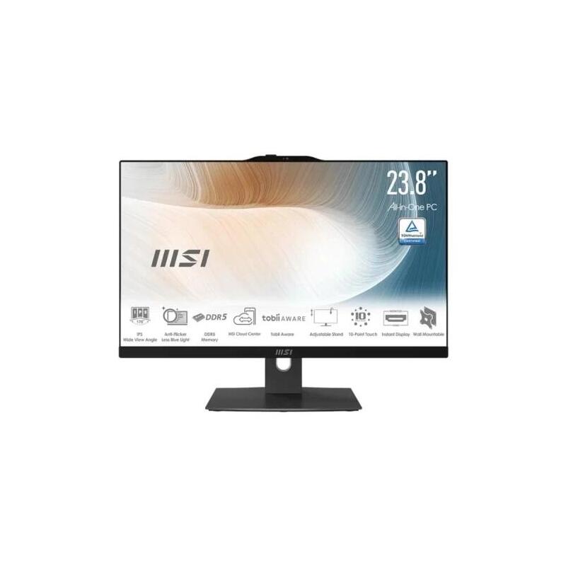 Msi Aio Modern Am242p 1m-1499es. 23.8" Ips Led Fhd. Uma. So-Dimm Ddr5 16gb (8gb*2). 512gb. W11 Pro.Negro