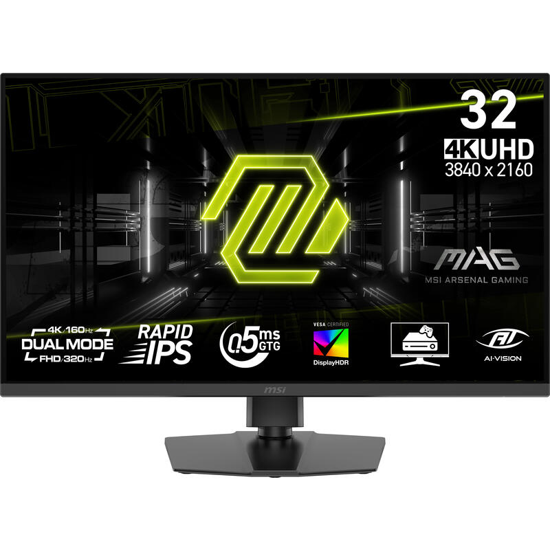 Msi Mag 322urdf E16 31.5" Rapid Ips Uhd 160hz 0.5ms 2xhdm2.1 Dp Hub Usb Pivot