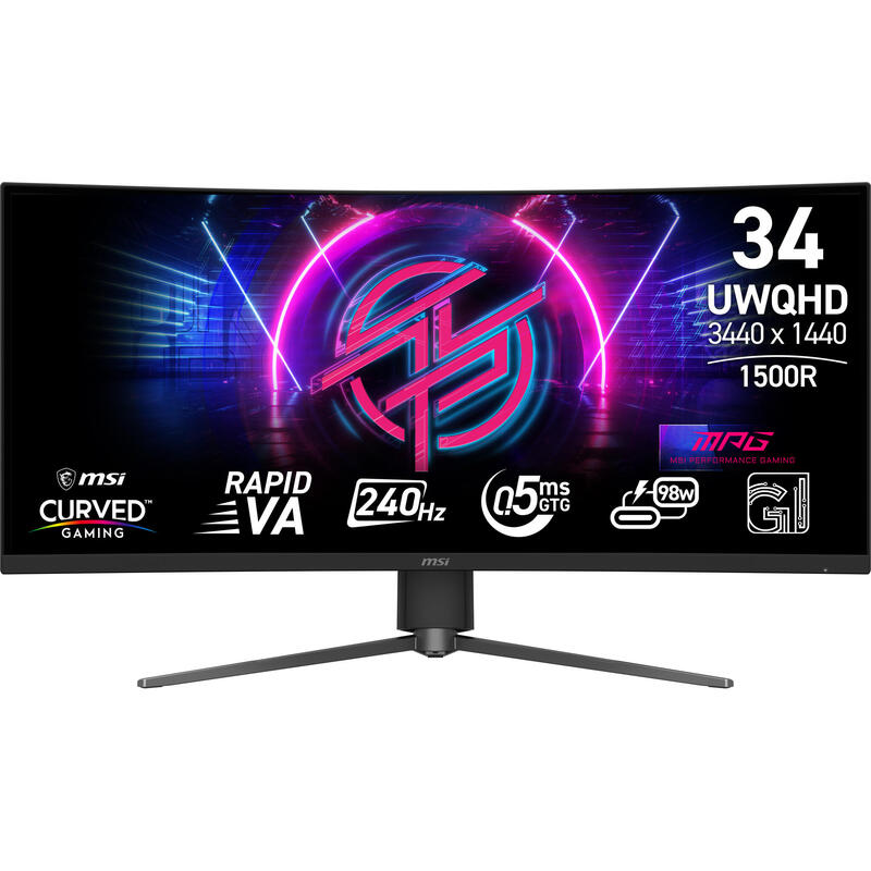 Msi Mpg 346cqrf X24 34" Rapid Va Uwqhd Curvo 1500r 21:9 240hz 400cd M2 1ms 2xhdmi2.1 Dp Usb Type C