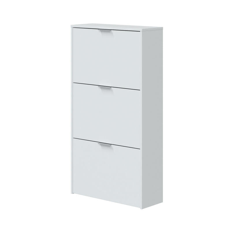 Mueble Zapatero, 3 Puertas Abatibles, Blanco Brillo