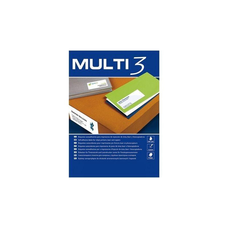 Multi-3 Etiquetas Adhesivas 48,5x16,9mm Inkjet/Láser C/Rectos 68 X 100h Blanco