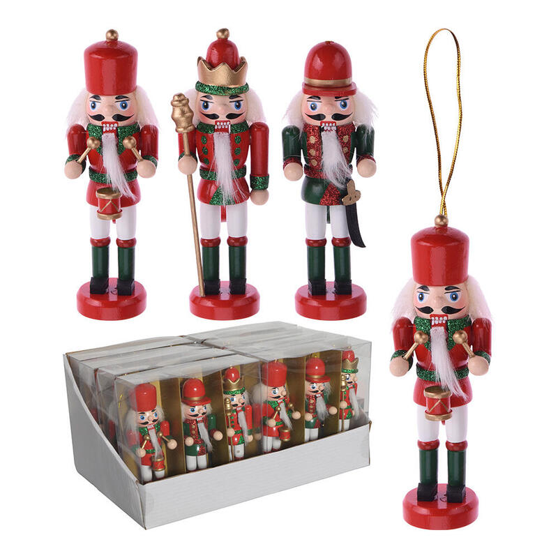 Muñeco Cascanueces De Madera Set De 3 Piezas 4x3x12,5cm Colores / Modelos Surtidos