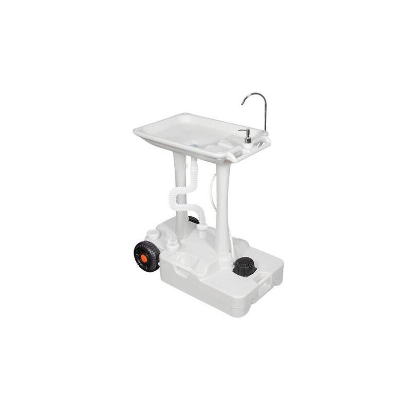 Muvip Carrito De Ducha Portatil - Capacidad 30 Litros - Diseño De Montaje Rapido - Incorpora Colgador Para Toalla - Color Blanco