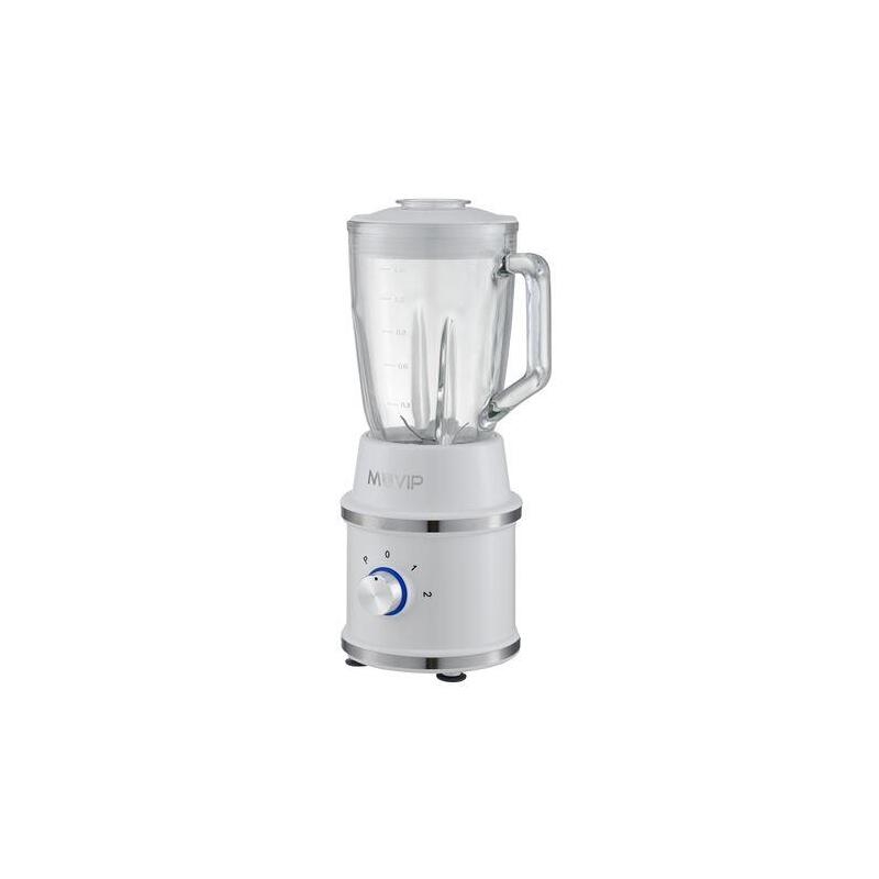 Muvip Desing White Batidora De Vaso 1300w 1.5l - 2 Velocidades - Chuchillas De Acero Inoxidable - Funcion Pica Hielo - Bloqueo De Seguridad