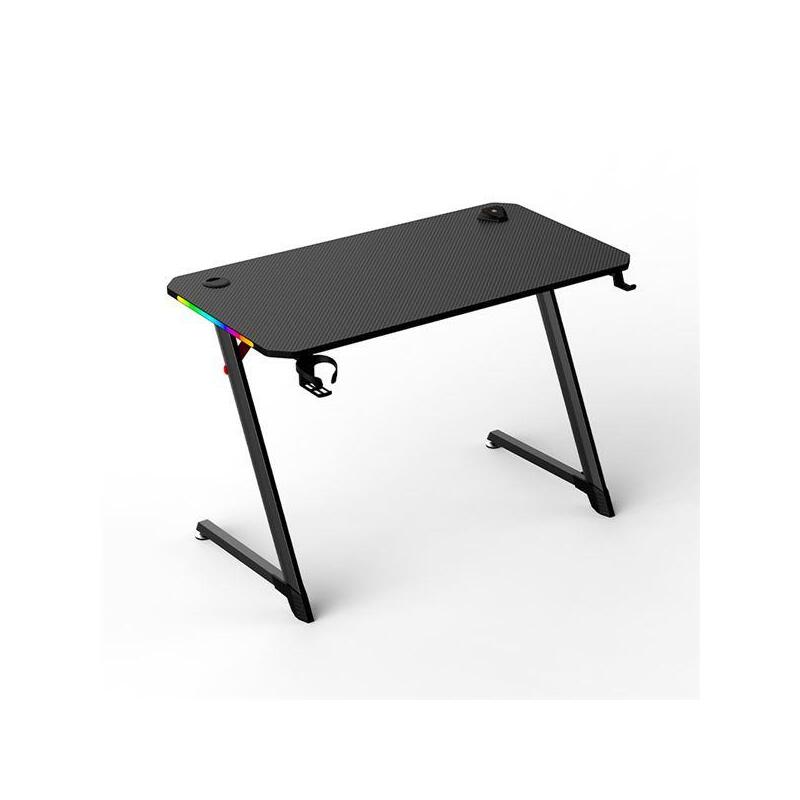 Muvip Mesa Gaming Pro1700 Con Laminado De Fibra Carbono - Luz Rgb - Portavasos Y Gancho Para Auriculares