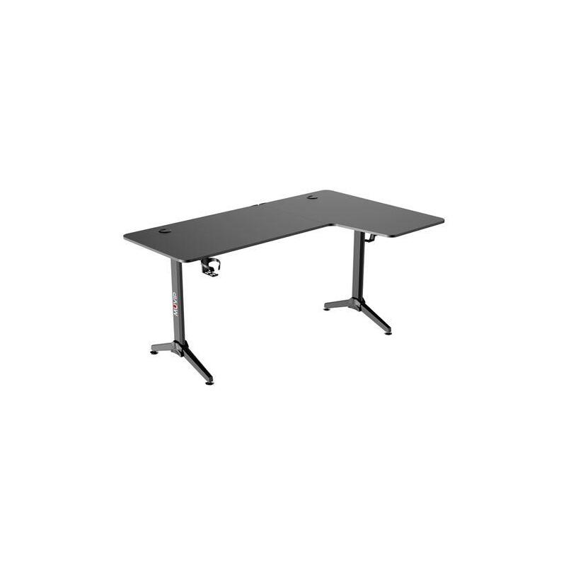 Muvip Pro1300 Mesa Gaming Fibra De Carbono En L Derecha - Solida - Gran Superficie - Portavasos - Gancho Para Auriculares - Medidas 160x100x75cm - Color Negro