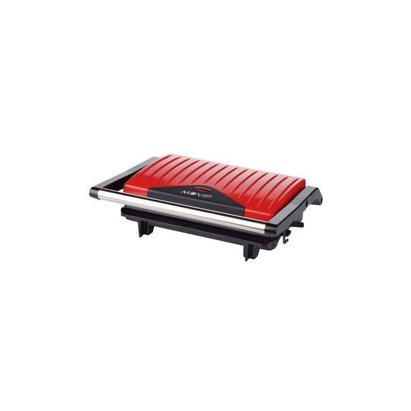 Muvip Sandwichera Placa Lisa Inox 750w - Placa Superior Basculante - Presion Uniforme - Asa Tacto Frio