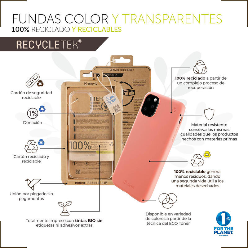 Muvit For Change Funda Recycletek Compatible Con Apple Iphone 14 Plus Transparente