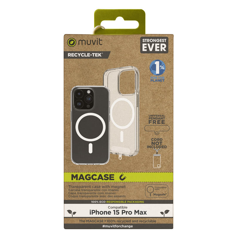 Muvit For Change Funda Recycletek Magsafe Compatible Con Apple Iphone 15 Pro Transparente