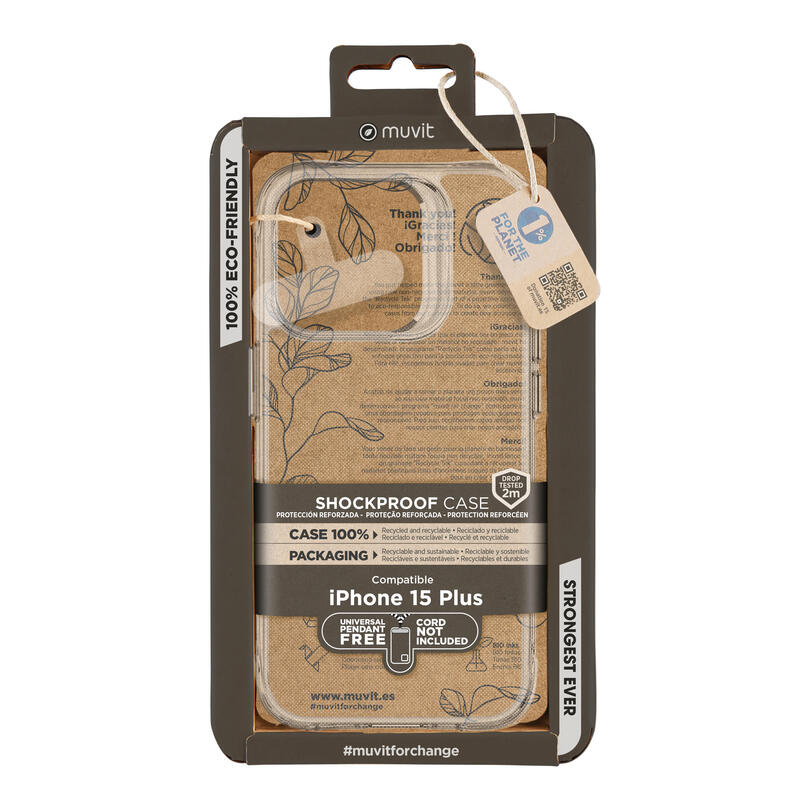 Muvit For Change Funda Shockproof 2m Compatible Con Apple Iphone 15 Plus Transparente