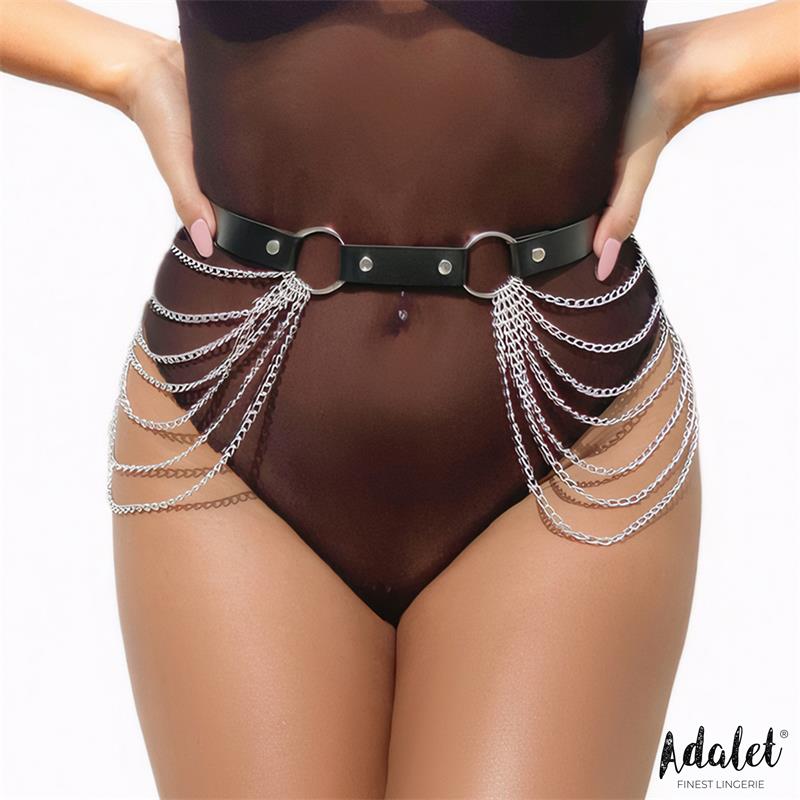 Nadine Cinturón Cuero Vegano Con Cadenas Tall Única
