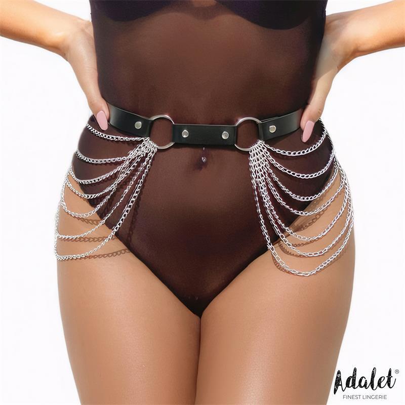 Nadine Cinturón Cuero Vegano Con Cadenas Tall Única