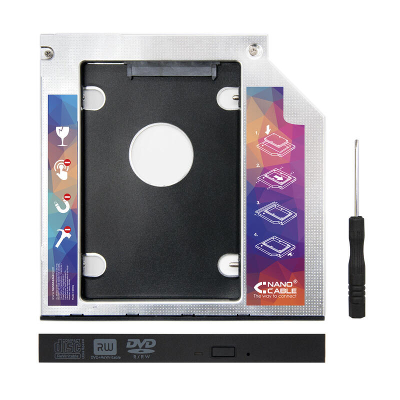 Nanocable Adaptador De Disco Duro De 9.5 Mm Para Unidad Optica De 12.7 Mm En Portatil