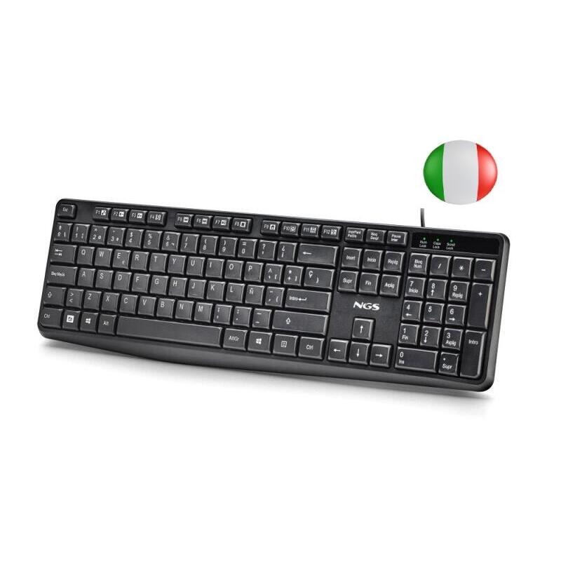 Ngs Funky V4 Teclado Usb - Qwerty Portugues - 12 Teclas Multimedia - Teclas De Membrana Silenciosas - Inclinacion