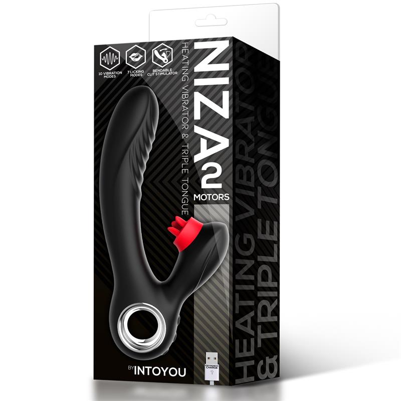 Niza Vibrador Con Calor Y Triple Lengua Estimuladora De Clítoris