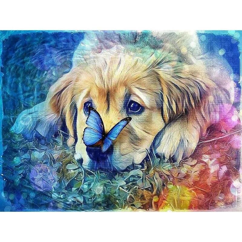 Norimpex Diamond Mosaic - Dog With A Butterfly