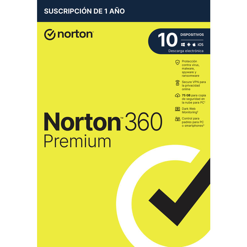 Norton 360 Premium 75gb Es 1 User 10 Device 12mo Box
