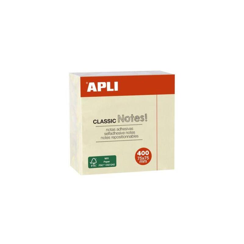 Notas Adhesivas Apli 11597 - 75 X 75 · 400 Hojas · Amarillo