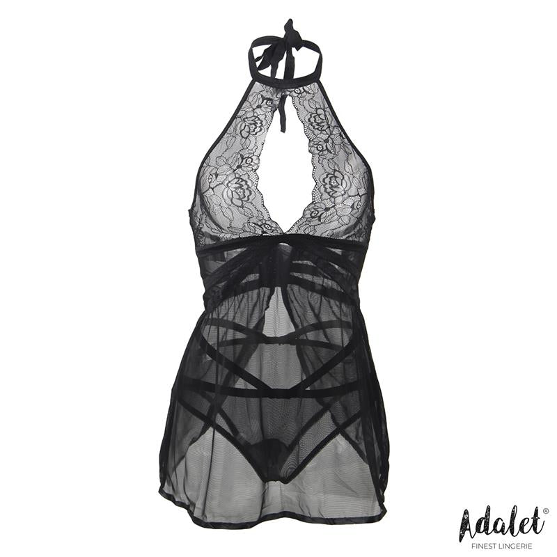 Nova Babydoll Espalda Abierta Y Tanga Talla (Interno):S/M