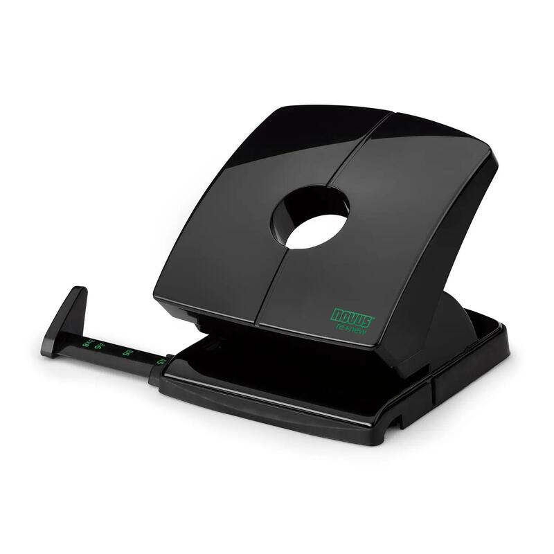 Novus B 230 Re+New Perforadora De Papel - Fabricada Con Plastico Reciclado - Hasta 30 Hojas - Escala De Tope - Vaciado Facil - Punzones 5.5mm