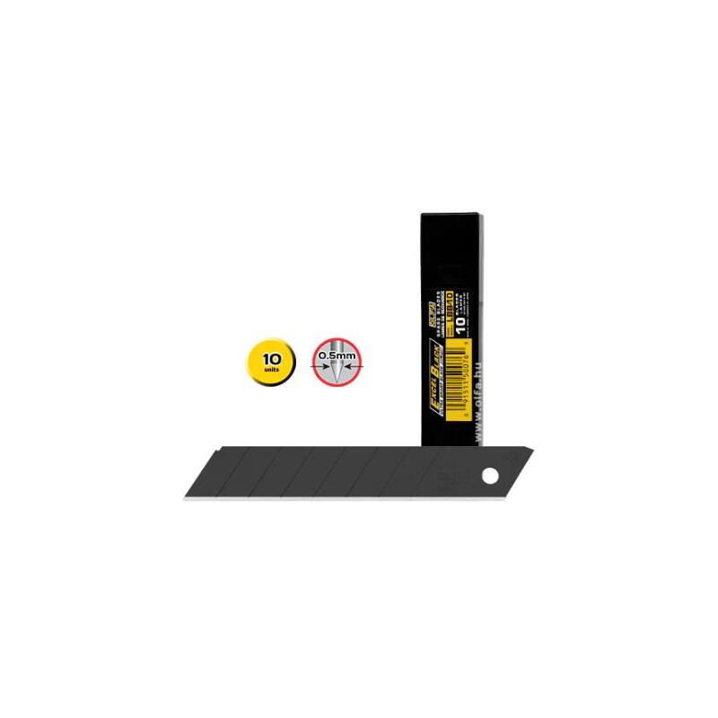 Olfa Pack De 10 Cuchillas De Respuesto Negras Para Cuters Olfa - 8 Segmentos - Ancho 18mm
