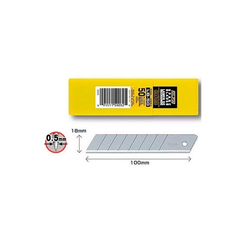 Olfa Repuesto Cutter 100x18mm / Cuchilla Fracturable 50 Cuchillas