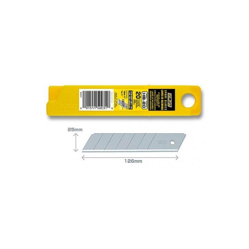 Olfa Repuesto Cutter 100x25mm / Cuchilla Fracturable 20 Cuchillas