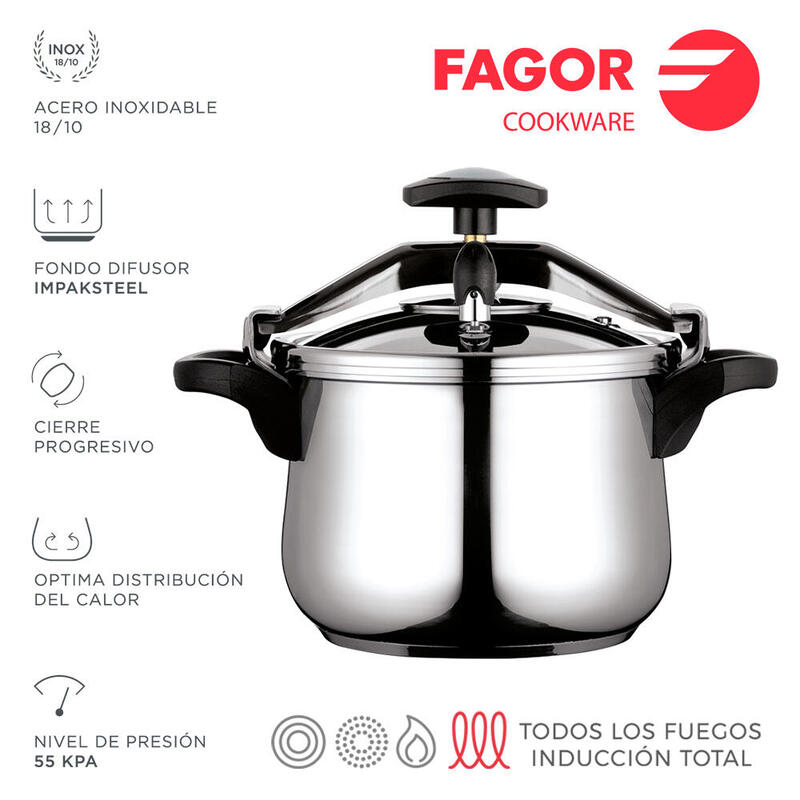 Olla Clasica Bombeada 4 L Inox 18/10 Fagor Ø23,5x12cm