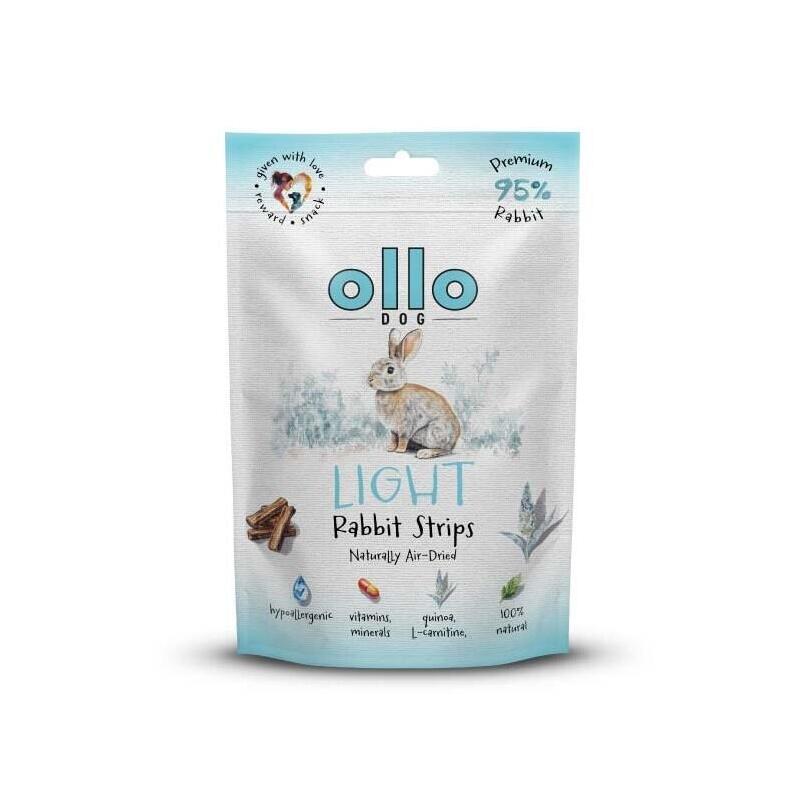 Ollo Air-Dried Light Rabbit Strips - Premio Para Perros - 80g