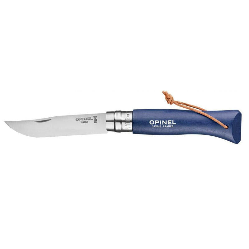 Opinel Navaja De Bolsillo No. 08 Inkl. Kunstlederetui, Blau