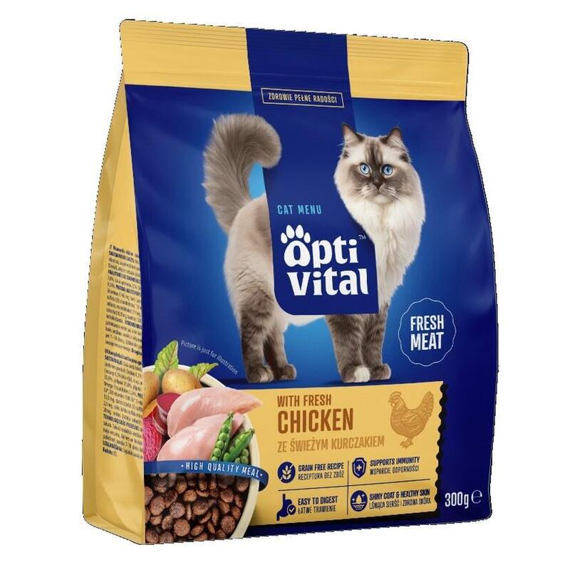 Optivital Alimento Seco - Alimento Completo Para Gatos Adultos Fm Con Pollo 300g