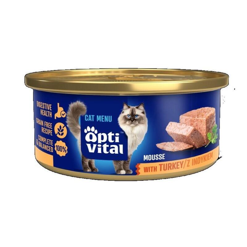 Optivital Mini Lata - Mousse Para Gatos Adultos Con Pavo 85g