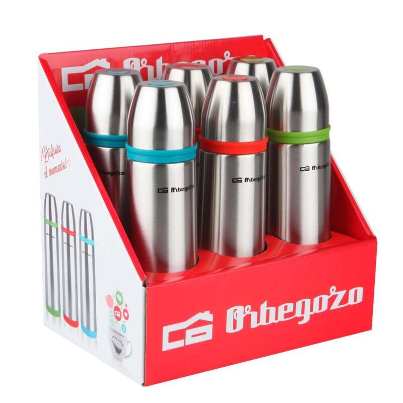 Orbegozo Set Termos Identificador De Bebidas - Acero Inoxidable Resistente - Bandas De Colores - Sistema Antiderrame -