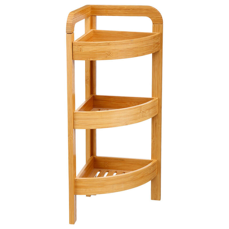 Organizador De Baño Esquinero 3 Niveles Bambú 23x23x61cm