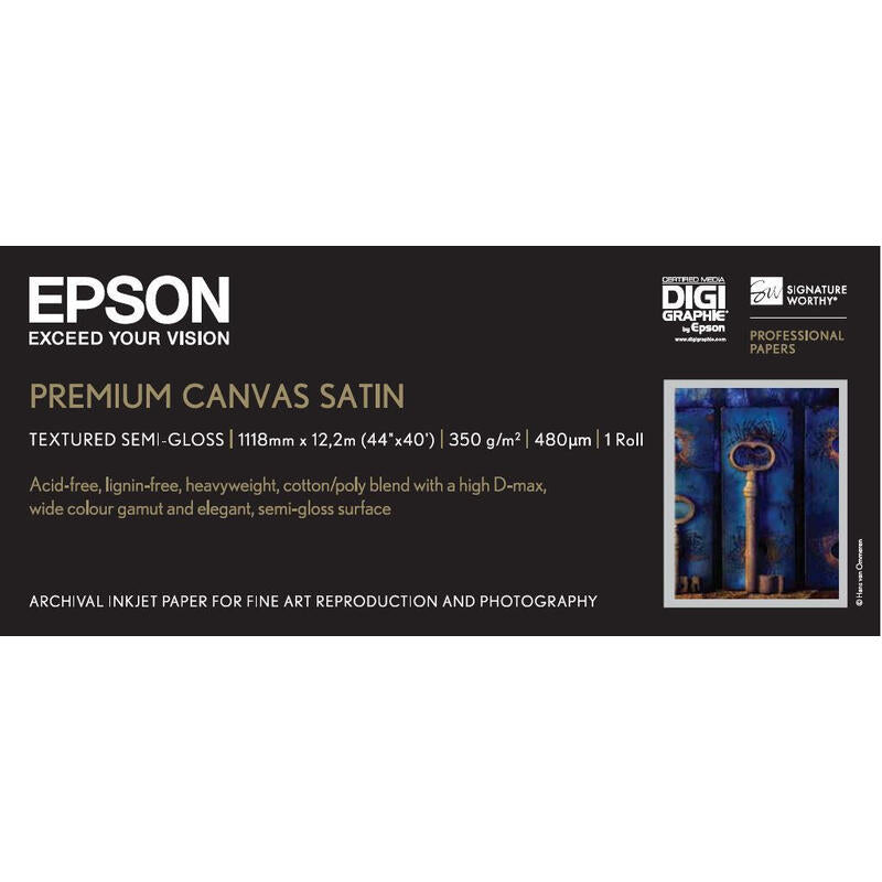 Original Epson Papel Inkjet Canvas Premium Satinado 44pulgadasx12,2m
