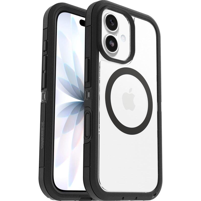 Otterbox Defender Series Pro Xt Carcasa Trasera Para Teléfono Móvil Resistente Imanes Con Control De Cámara Compatibilidad Con Magsafe Capa De Policarbonato Elastómero Termoplástico (Tpe) Lado Oscuro (Transparente/Negro) Para Apple Iphone 1