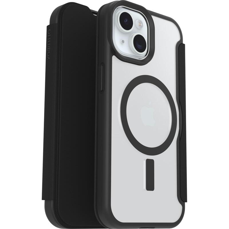 Otterbox React Folio Series Funda Con Tapa Para Teléfono Móvil Compatibilidad Con Magsafe Cristal Negro (Transparente/Negro) Para Apple Iphone 13 14 15