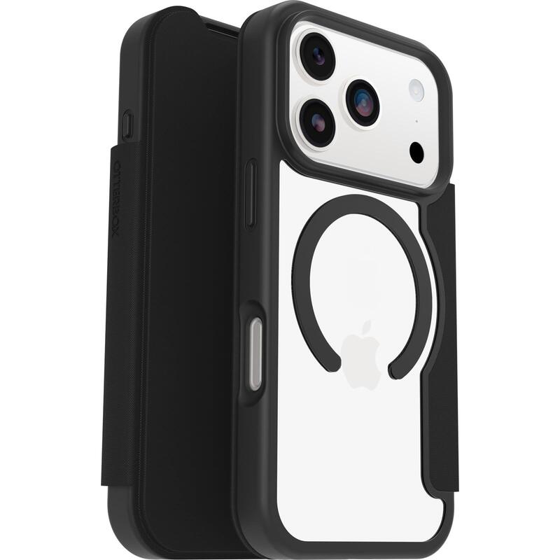 Otterbox React Folio Series Funda Con Tapa Para Teléfono Móvil Cristal Negro (Transparente/Negro) Para Apple Iphone 17 Pro