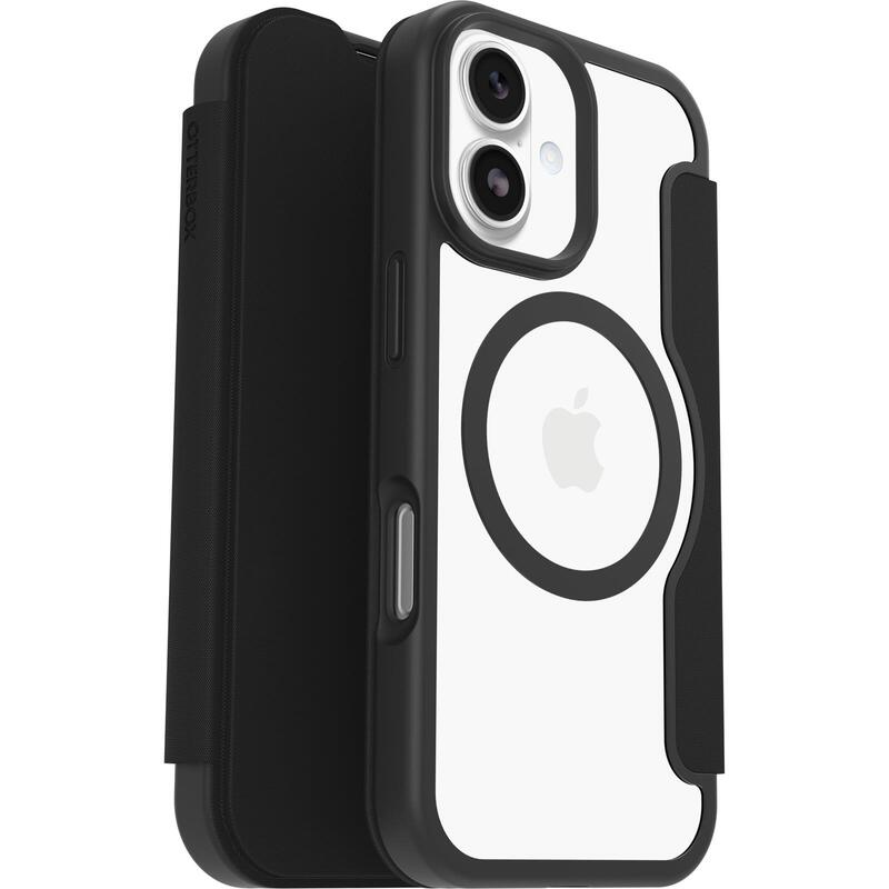 Otterbox React Folio Series Funda Con Tapa Para Teléfono Móvil Cristal Negro (Transparente/Negro) Para Apple Iphone 17