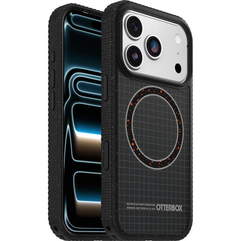 Otterbox Sole Series Carcasa Trasera Para Teléfono Móvil Compatibilidad Con Magsafe Policarbonato Tejido De Nylon Elastómero Termoplástico (Tpe) Imán Circuito Medianoche (Negro) Para Apple Iphone 17 Pro