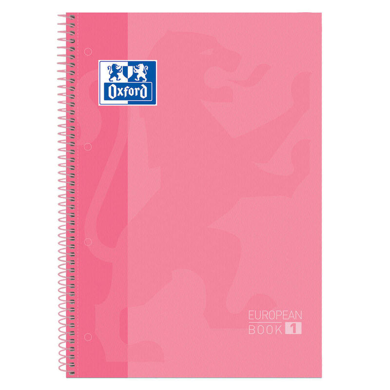 Oxford Cuaderno Classic Europeanbook 1 Microperforado 80h A4+ 5x5 T/Extraduras Banda Color Rosa Chicle -5u-