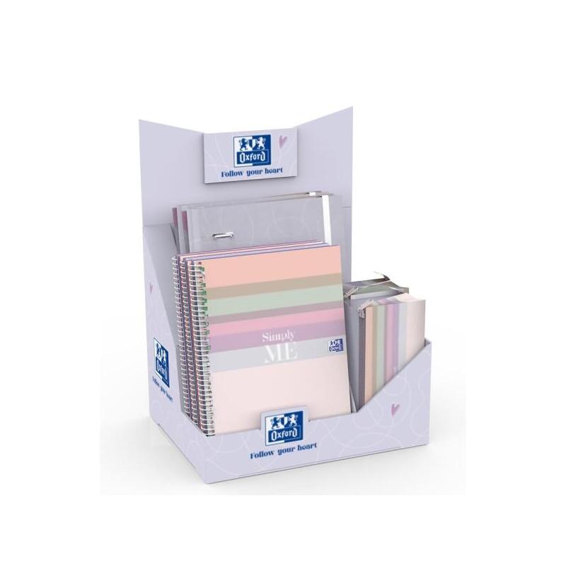 Oxford Cute Expositor Con 13 Productos - 4 Carpetas De Anillas A4+ - 5 Cuadernos De Espiral A5+ - 4 Estuches Portatodo