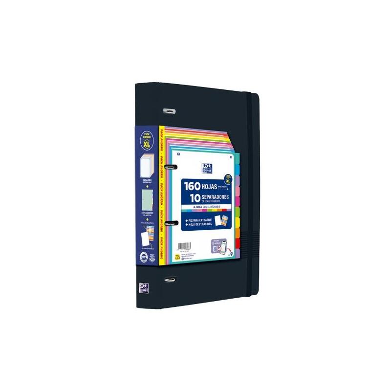 Oxford Europeanbinder Live & Go Xl Pack Con Carpeta A4+ Con Recambio De 160 Hojas Cuadricula 5x5 + 10 Separadores De