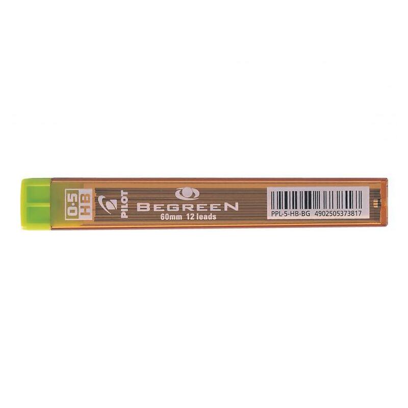 Pack 10 Unidades Pilot 12 Minas Begreen 0.5 Para Portaminas - Dureza Hb - Trazo 0.5mm - Estuche 100% Plastico Reciclado